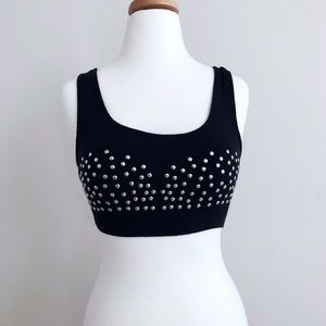 Forever21 Black Studded Crop Top